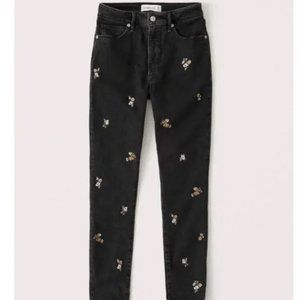 A&F Embroidered High Waisted Skinny Ankle Jeans NWT